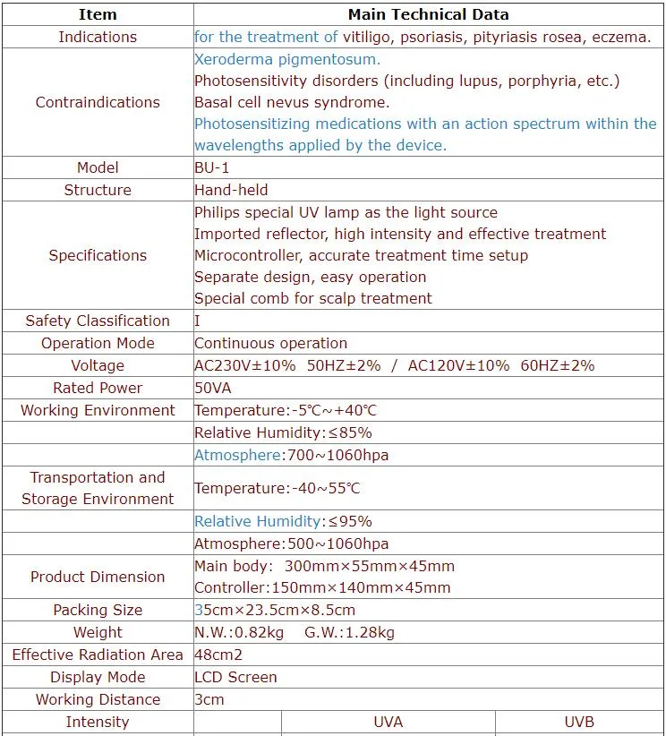 UVB Phototherapy Medical Device Tratamiento Natural PARA Vitiligo 311nm Wavelength UVB