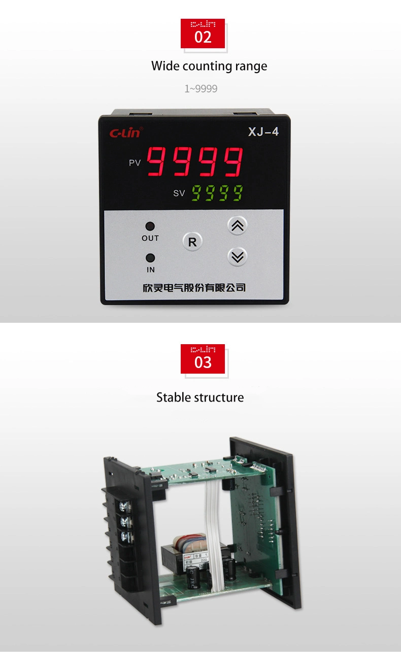 Xj-4 Panel Mounted 96X96mm Universal Counter Relay 4 Digit Countup